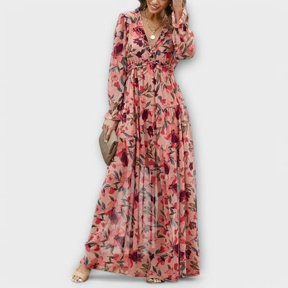 Léopoldine | Robe Longue Fleurie Plissée d'Été