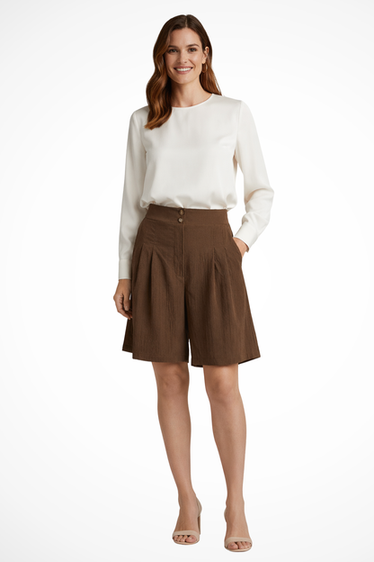 Célia | Bermuda Tailleur Taille Haute