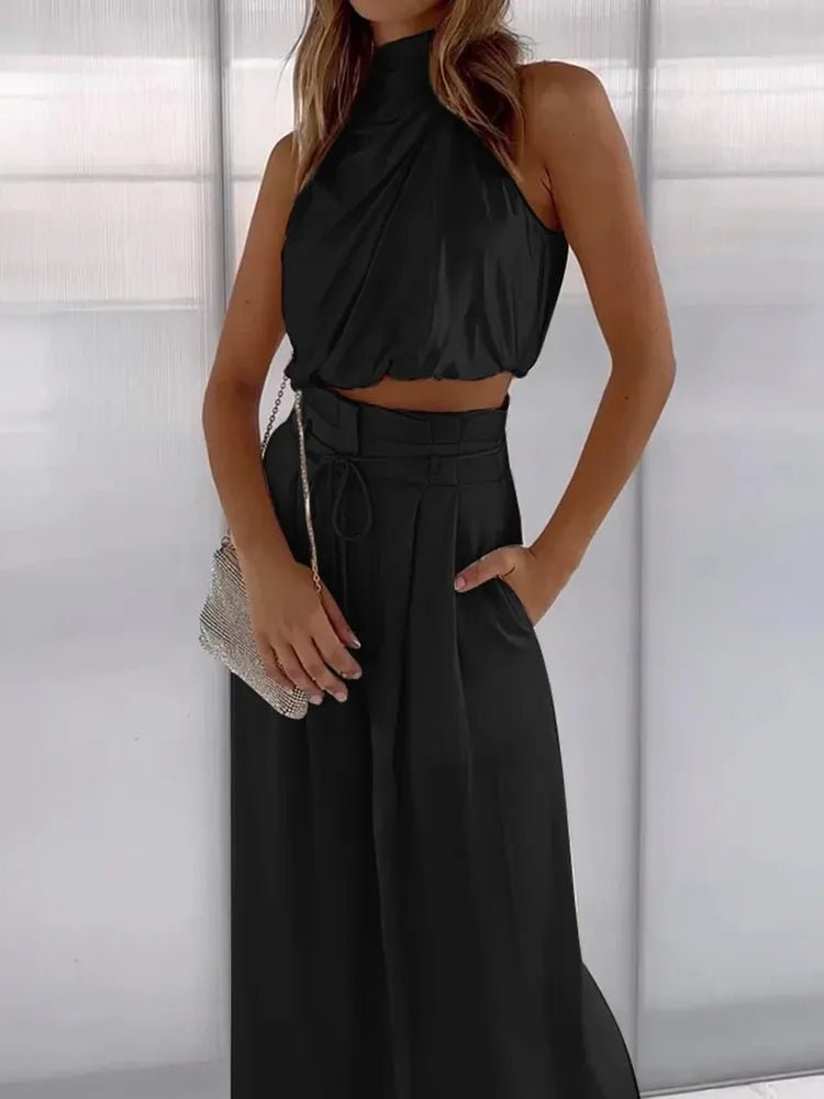 Sylviane | Ensemble Été Sans Manches Pantalon Large