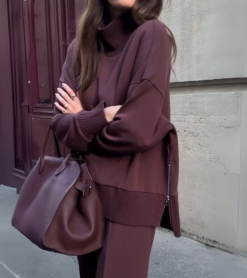 Danièle | Ensemble Col Montant Pantalon Large