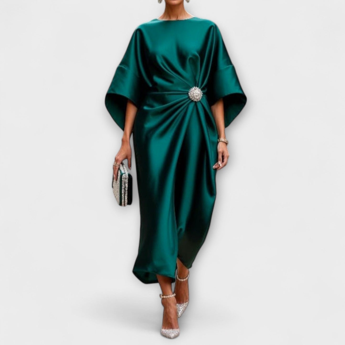 Bérénice | Robe Longue de Cérémonie en Satin Bleu Marine