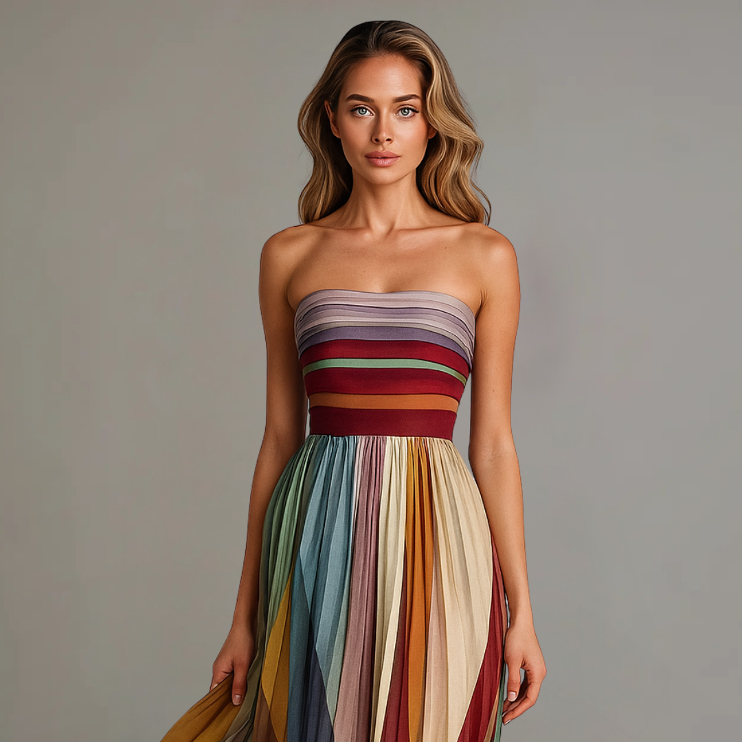 Apolline | Robe de Soirée Longue Bustier Plissée pour Fêtes