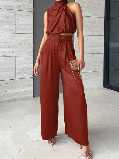 Sylviane | Ensemble Été Sans Manches Pantalon Large