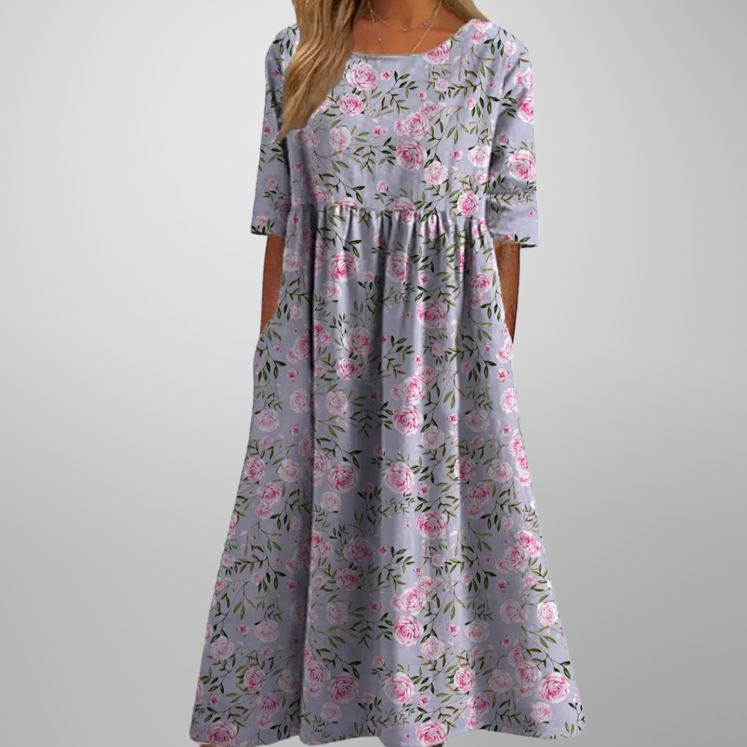 Léonie | Robe Midi Florale d’Été Fluide