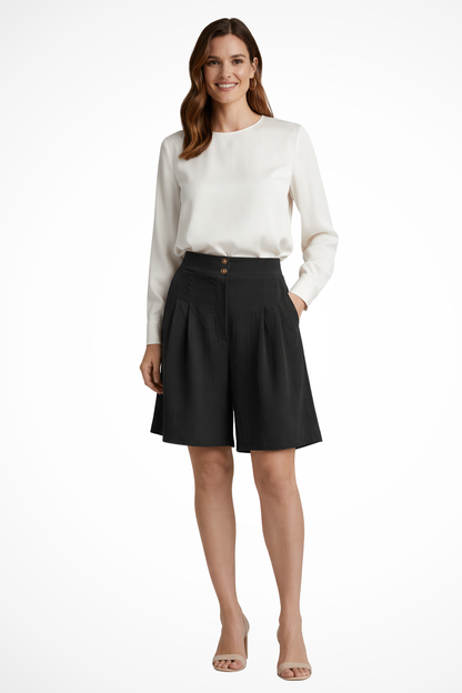 Célia | Bermuda Tailleur Taille Haute