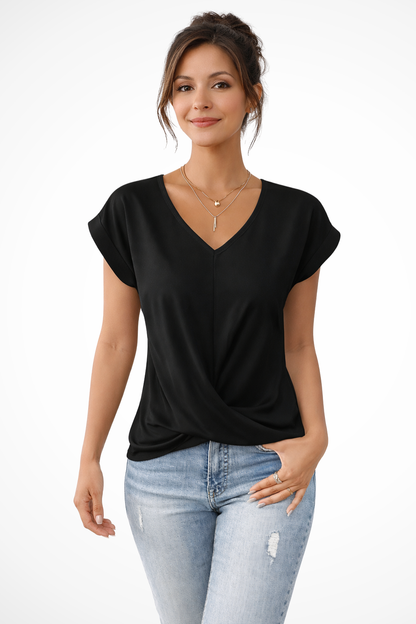 Mireille | Blouse Col V Manches Courtes