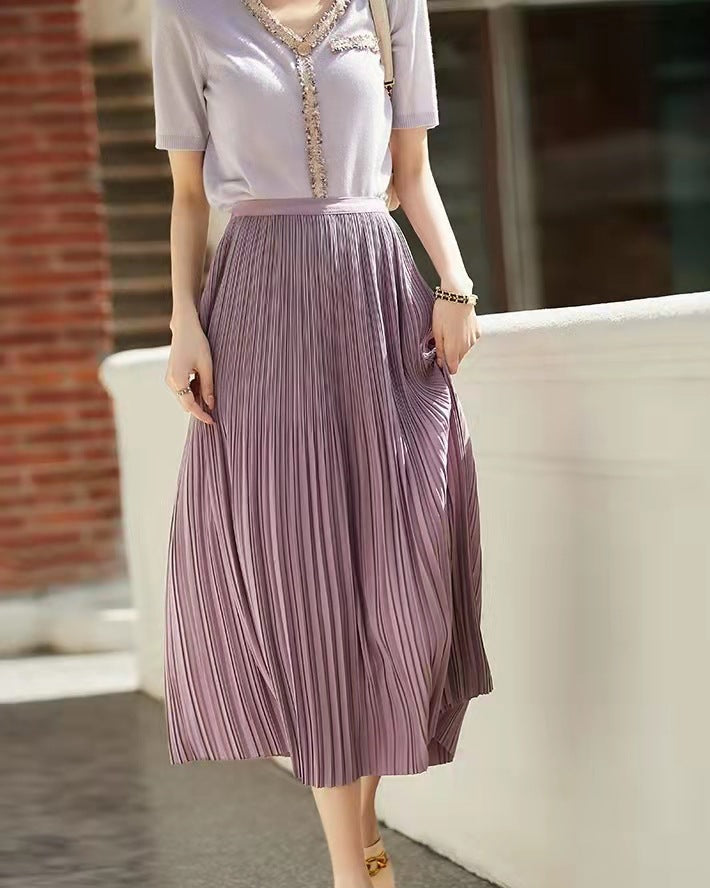 Charlotte | Jupe Plissée Midi à Taille Haute