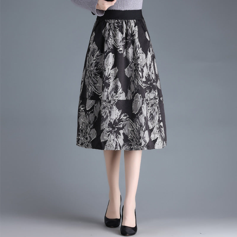 Marie-Claire | Jupe Midi Trapèze en Jacquard Floral