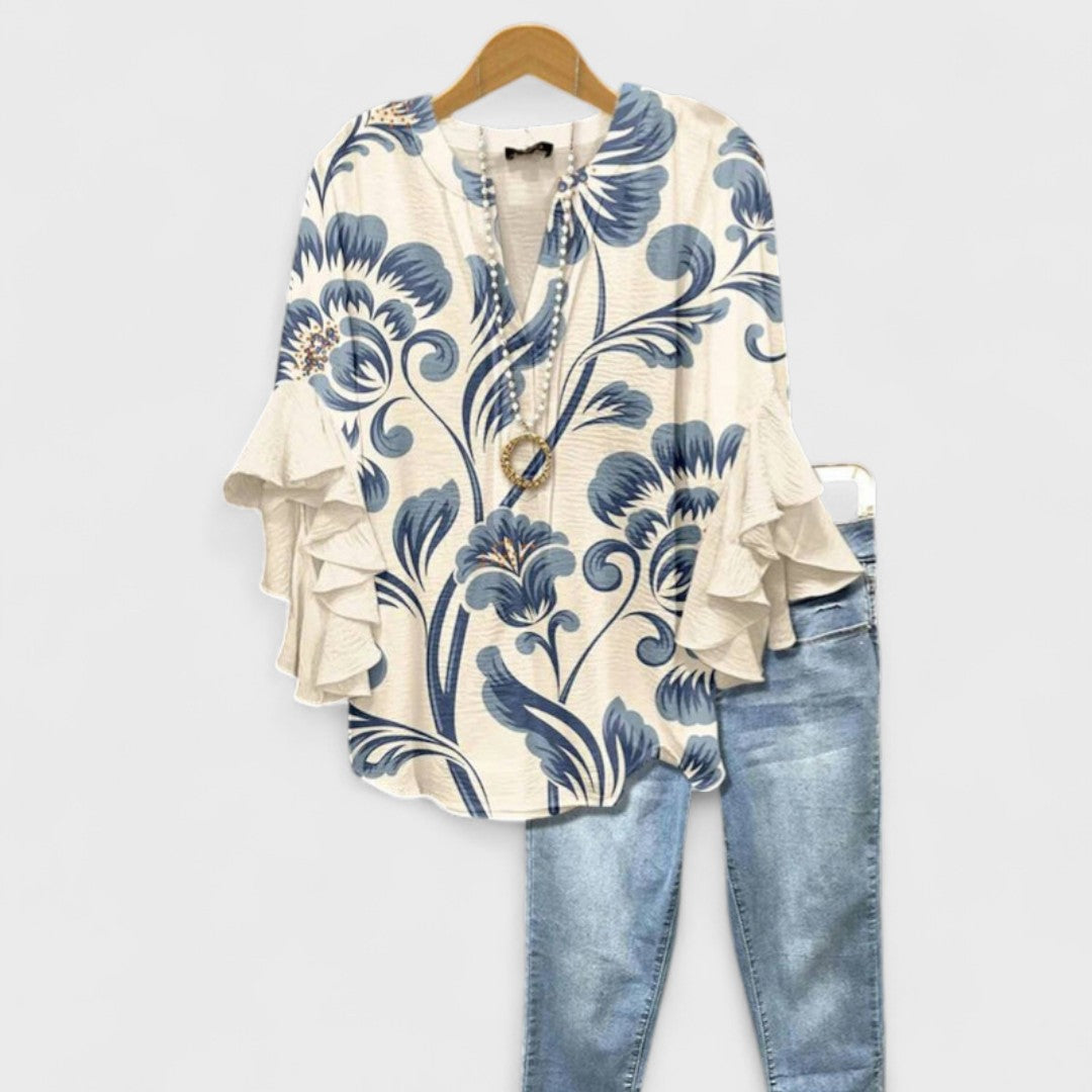 Noémie | Blouse Légère Imprimée Manches Longues pour Été