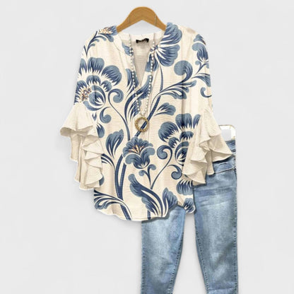Noémie | Blouse Légère Imprimée Manches Longues pour Été