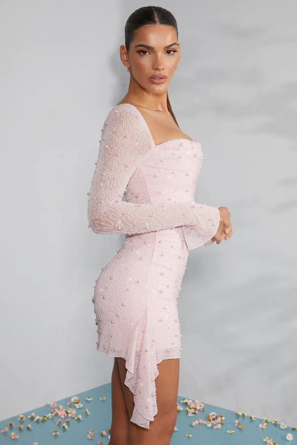 Léocadie | Robe Courte Ornée pour Mariage Invitée