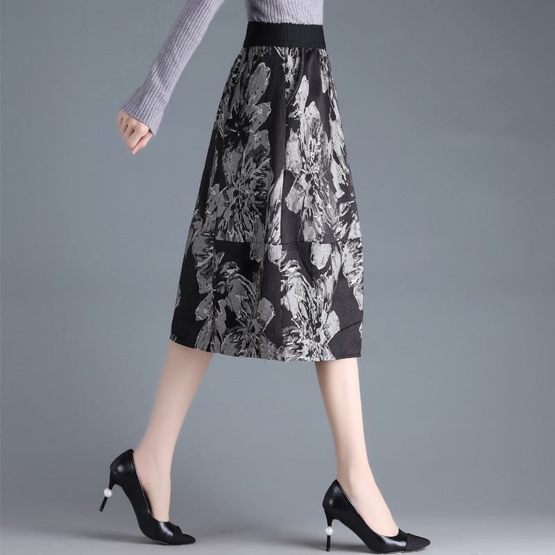 Marie-Claire | Jupe Midi Trapèze en Jacquard Floral