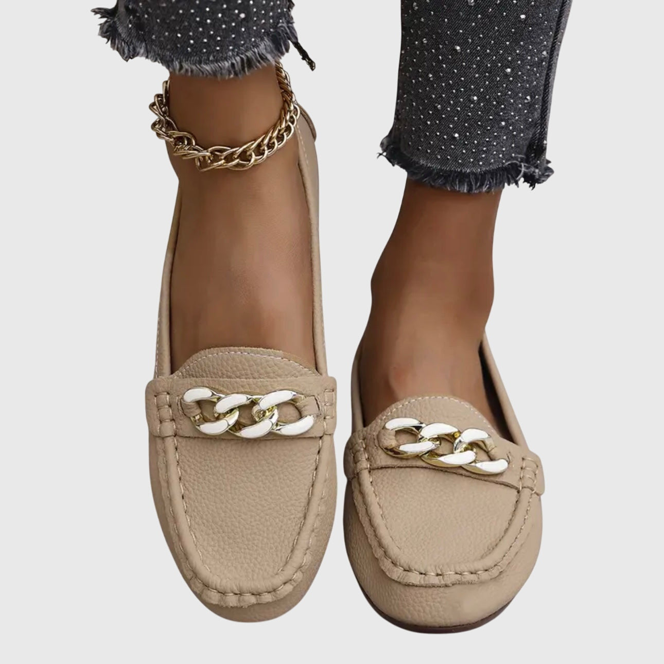 Méliane | Mocassins Élégants à Chaîne Dorée