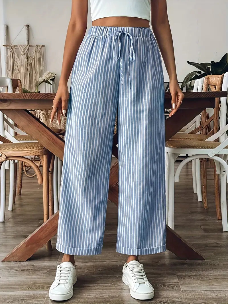 Alicia | Pantalon Fluide Taille Élastique Jambe Large