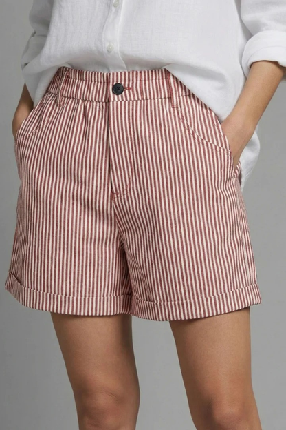 Aline | Short Tailleur Rayé Taille Haute