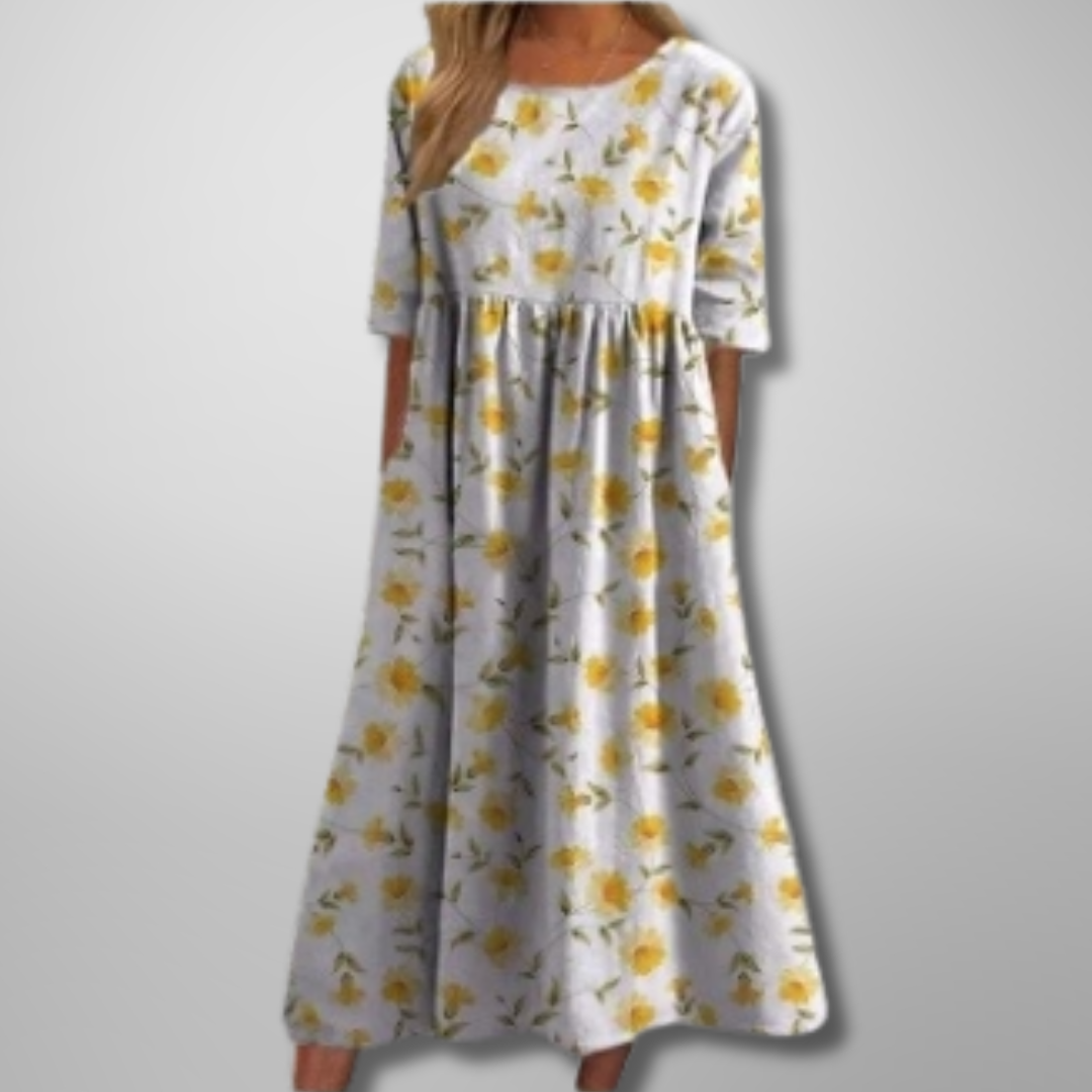 Léonie | Robe Midi Florale d’Été Fluide