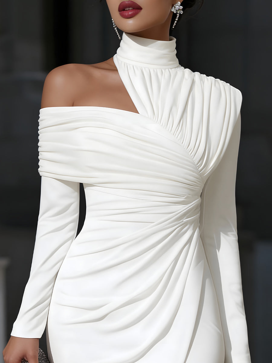 Marjolaine | Robe Midi Drapée Une Épaule