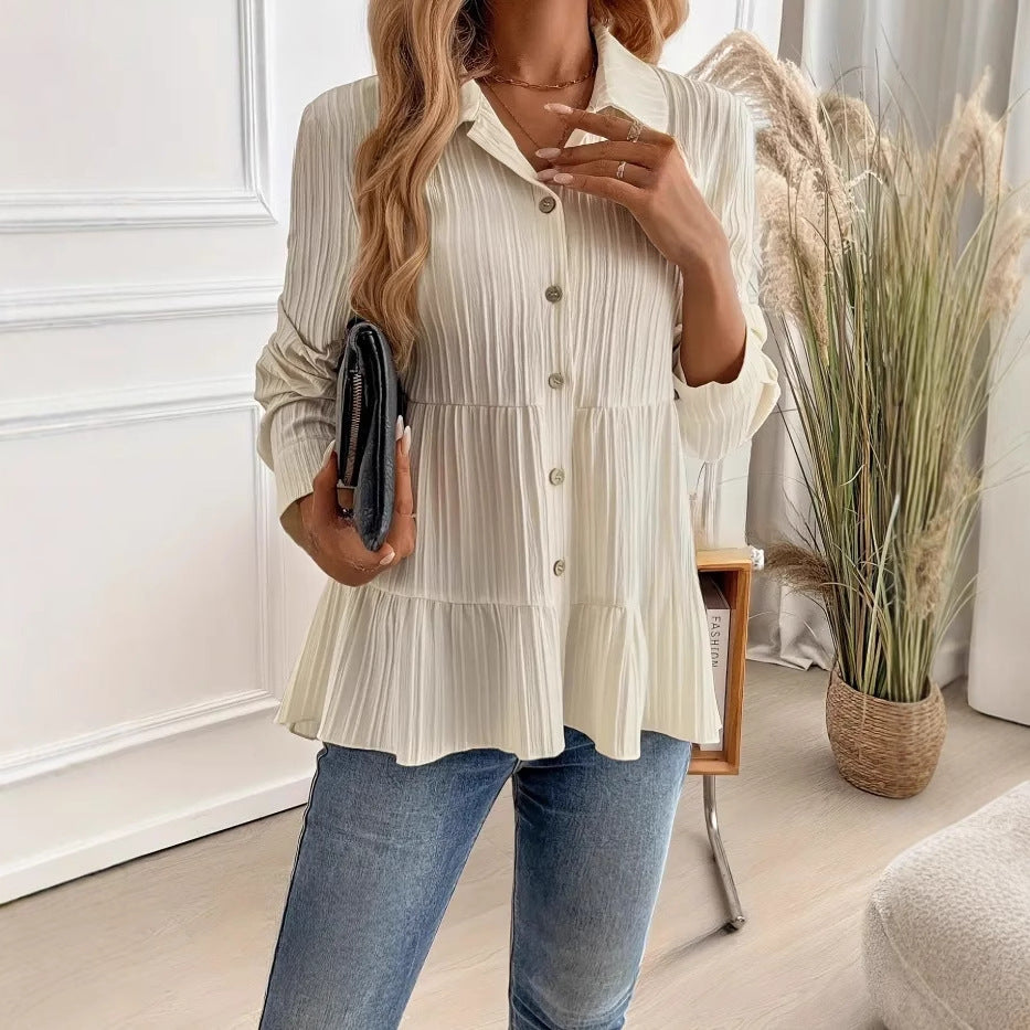 Lauryane | Haut Boutonné Manches Longues Blanc