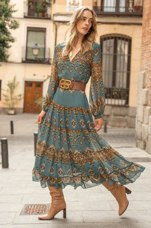 Violaine | Robe Midi Imprimée en Mousseline