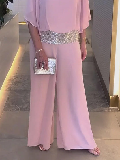 Célestia | Ensemble Sequins Pantalon Large pour Soirée