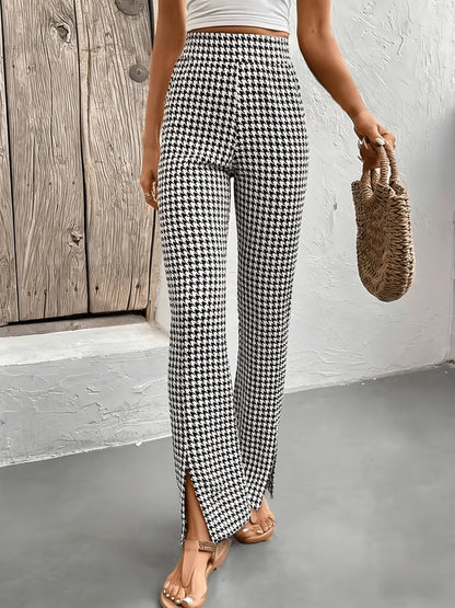 Sabeline | Pantalon Flare à Carreaux Pied-de-Poule