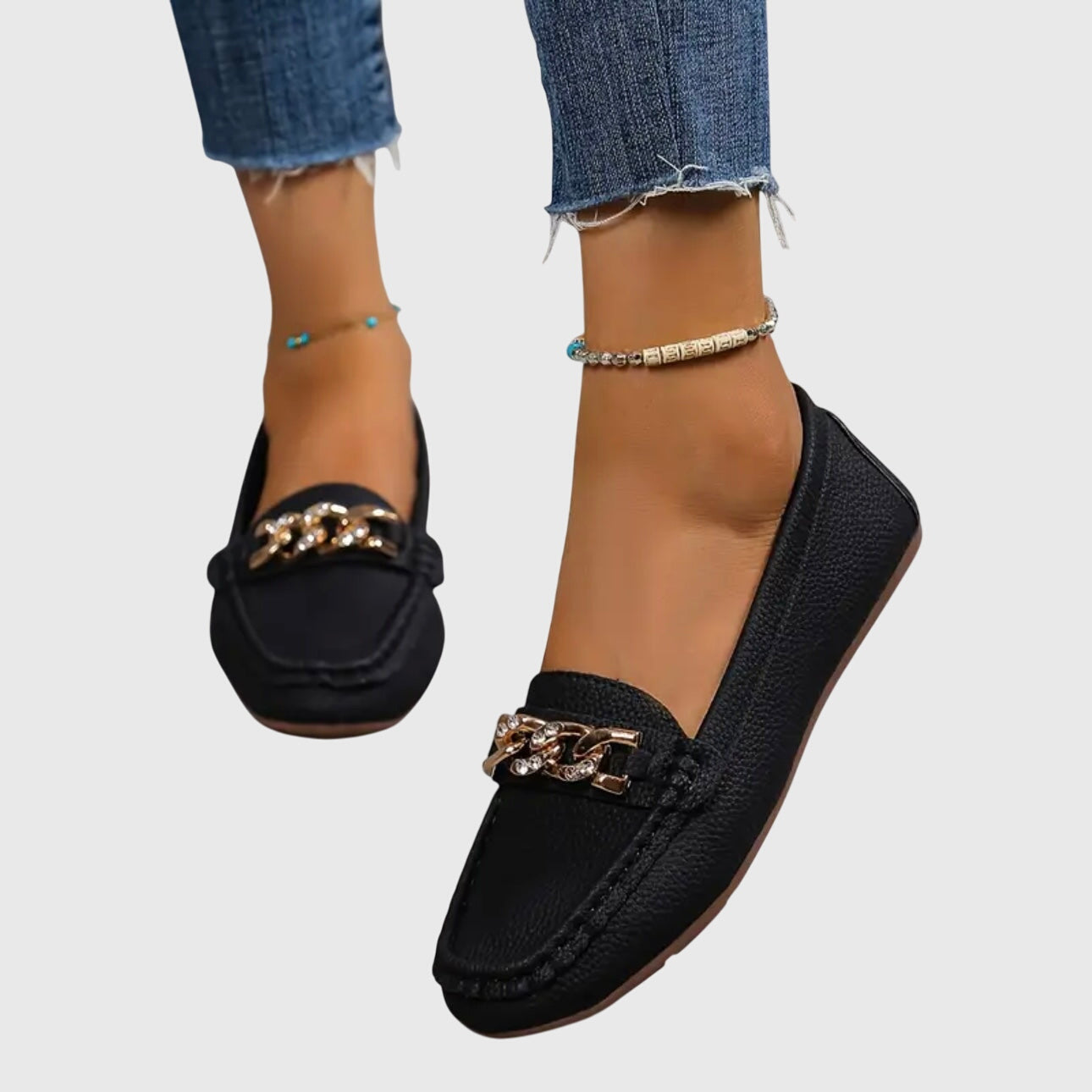 Méliane | Mocassins Élégants à Chaîne Dorée