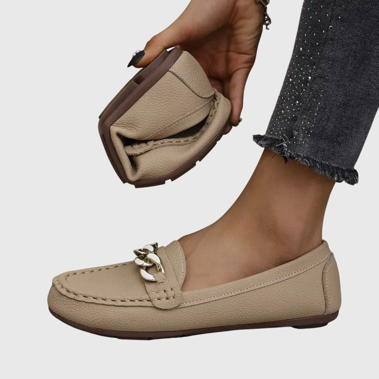 Méliane | Mocassins Élégants à Chaîne Dorée