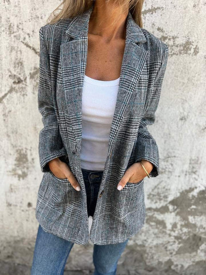 Estelane | Blazer à Carreaux Structuré