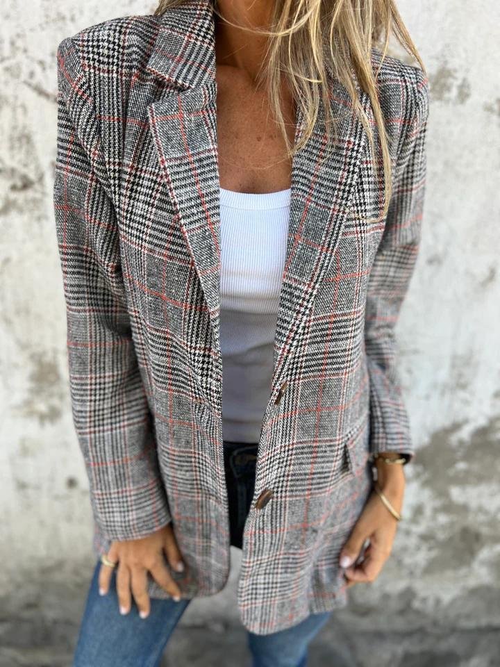 Estelane | Blazer à Carreaux Structuré