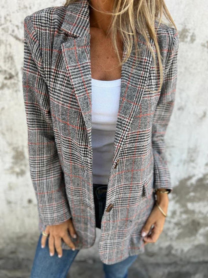 Estelane | Blazer à Carreaux Structuré
