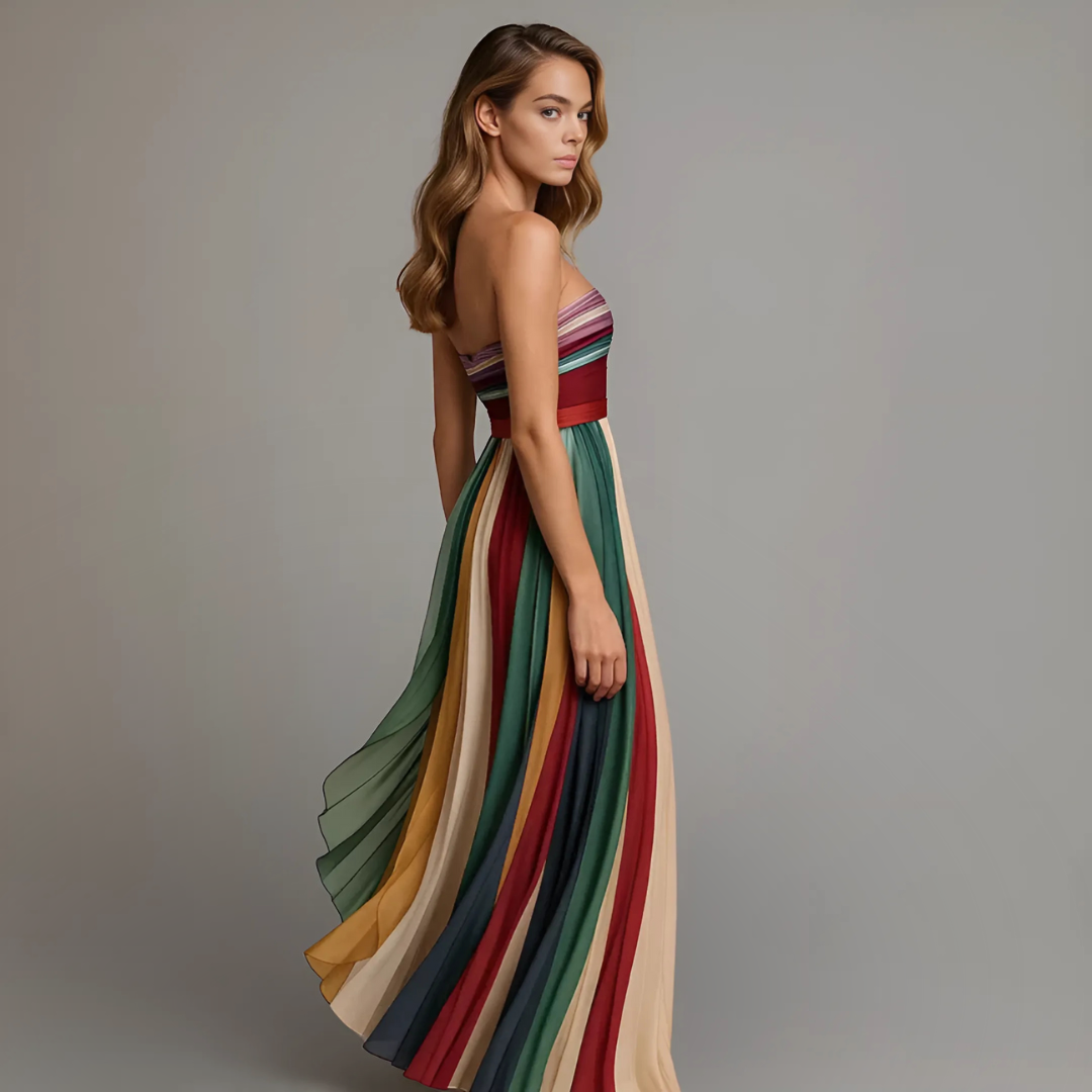 Apolline | Robe de Soirée Longue Bustier Plissée pour Fêtes