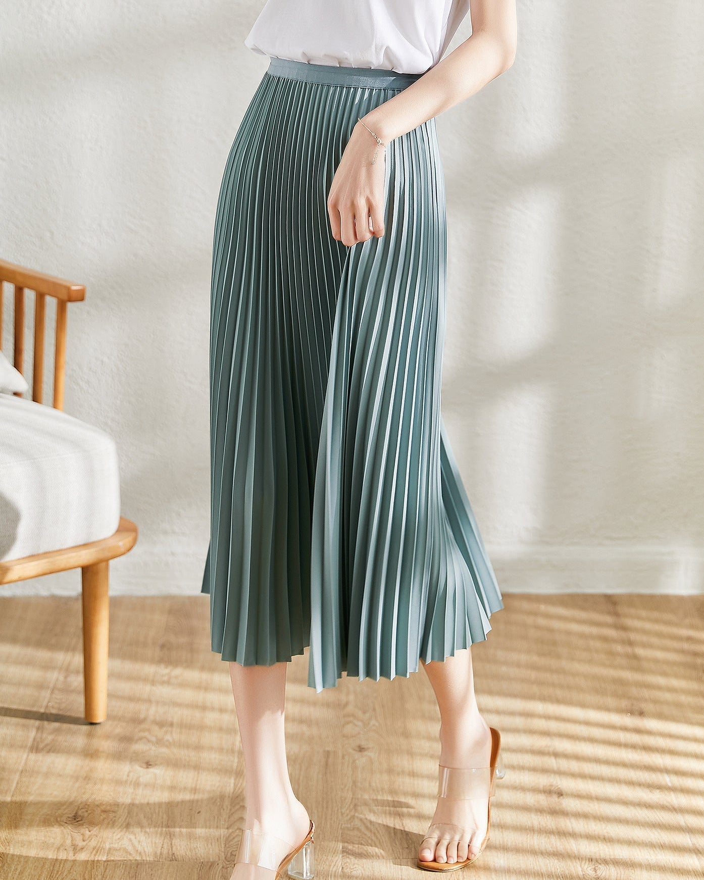 Charlotte | Jupe Plissée Midi à Taille Haute