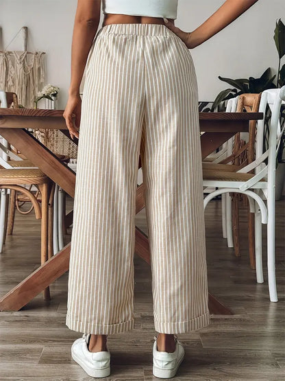 Alicia | Pantalon Fluide Taille Élastique Jambe Large