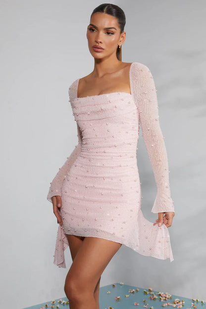 Léocadie | Robe Courte Ornée pour Mariage Invitée