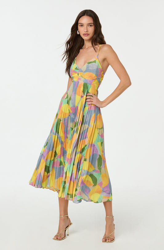 Océane | Robe Maxi Plissée Dos Croisé