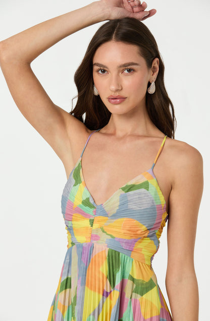 Océane | Robe Maxi Plissée Dos Croisé