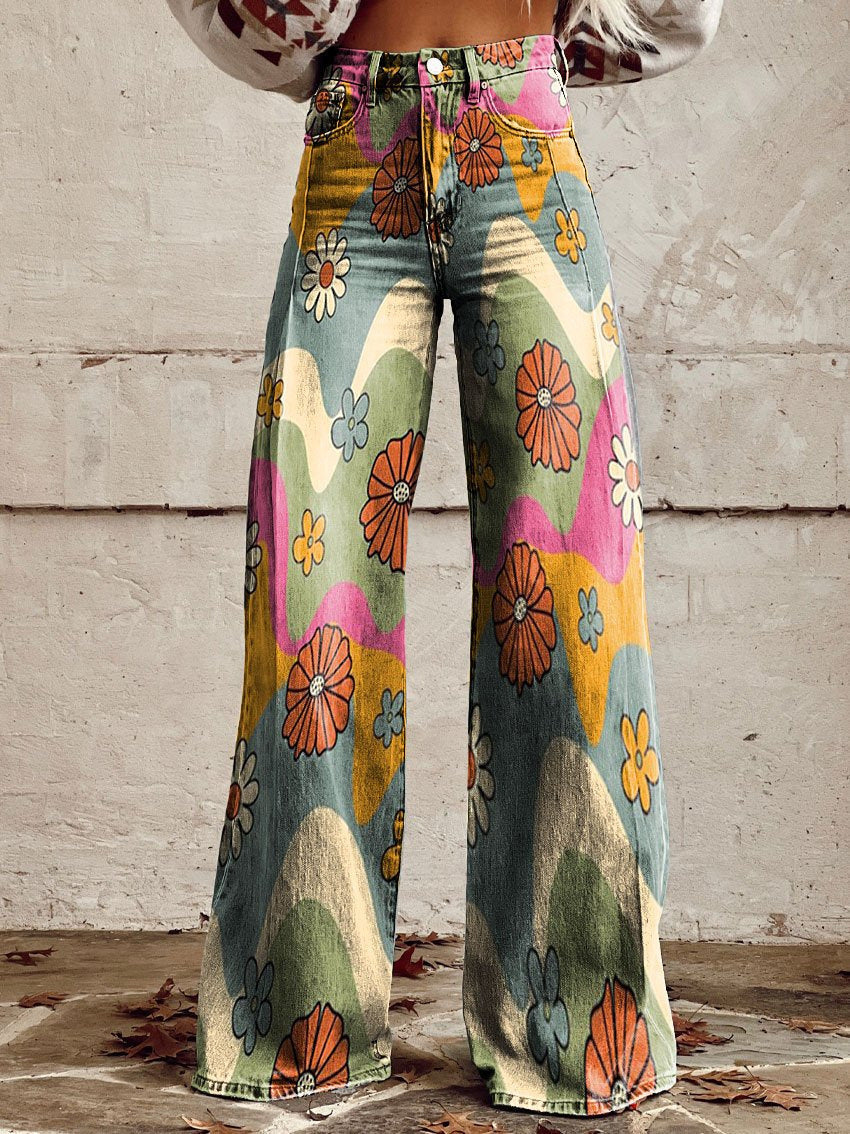 Éléonore | Pantalon Long Fluide Imprimé pour Été