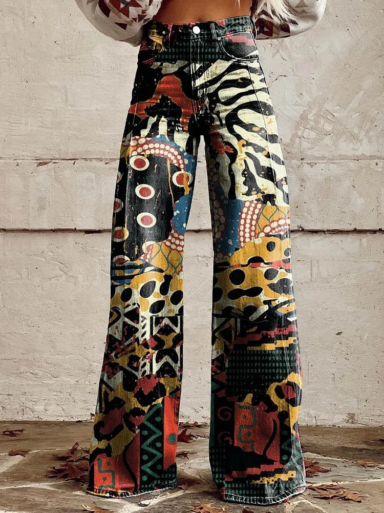 Éléonore | Pantalon Long Fluide Imprimé pour Été