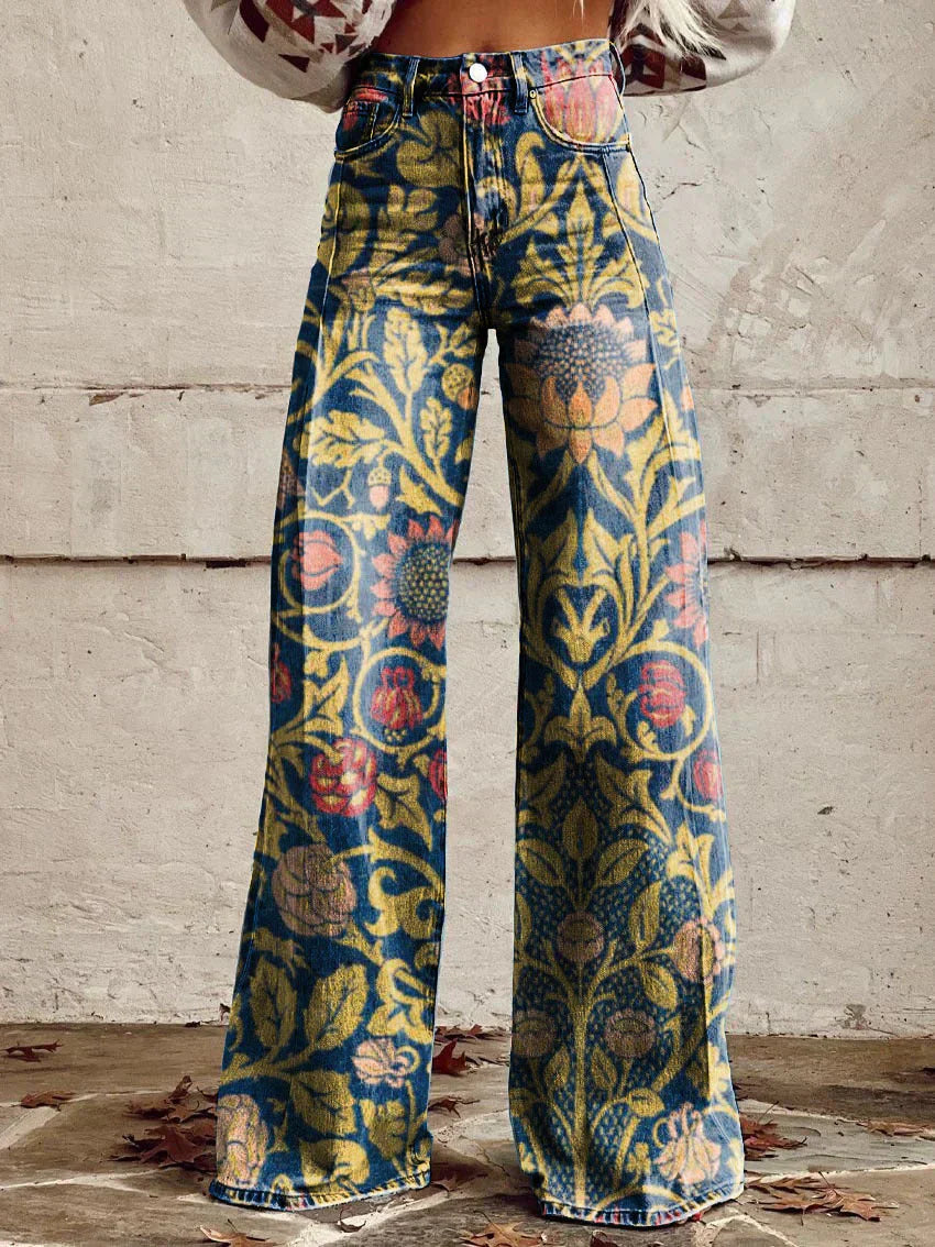 Éléonore | Pantalon Long Fluide Imprimé pour Été