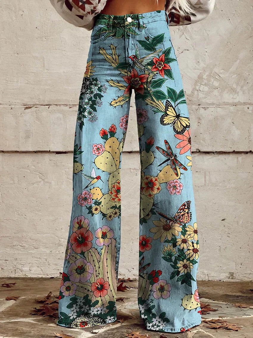 Éléonore | Pantalon Long Fluide Imprimé pour Été