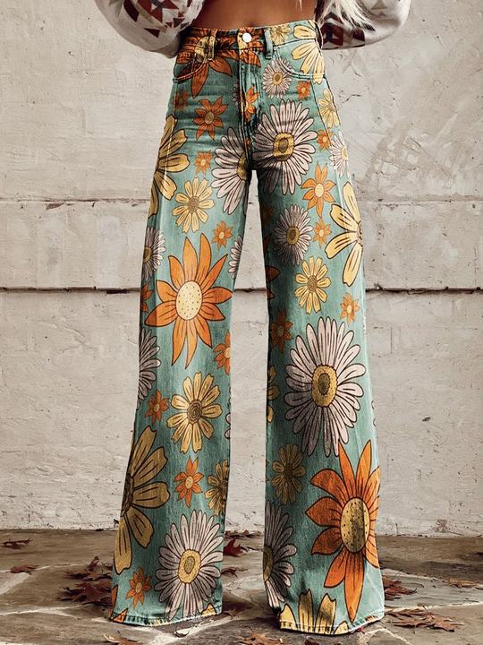 Éléonore | Pantalon Long Fluide Imprimé pour Été