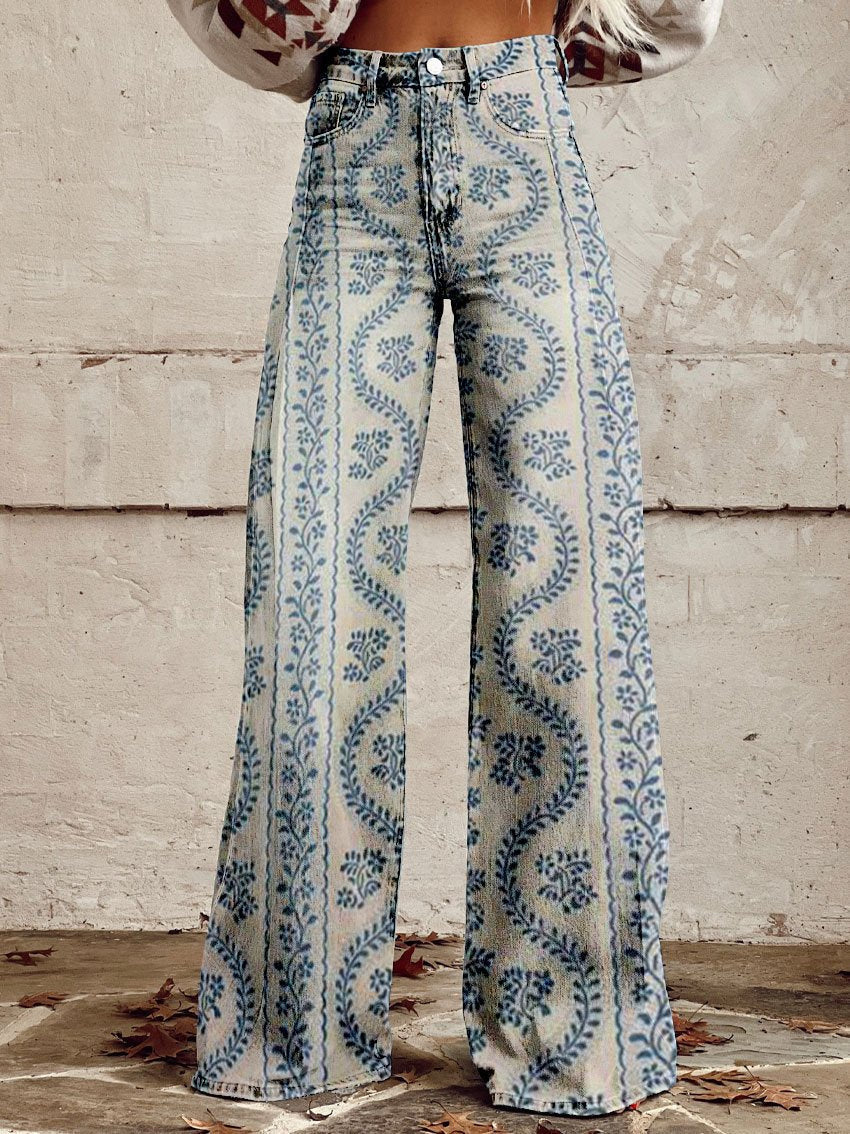 Éléonore | Pantalon Long Fluide Imprimé pour Été