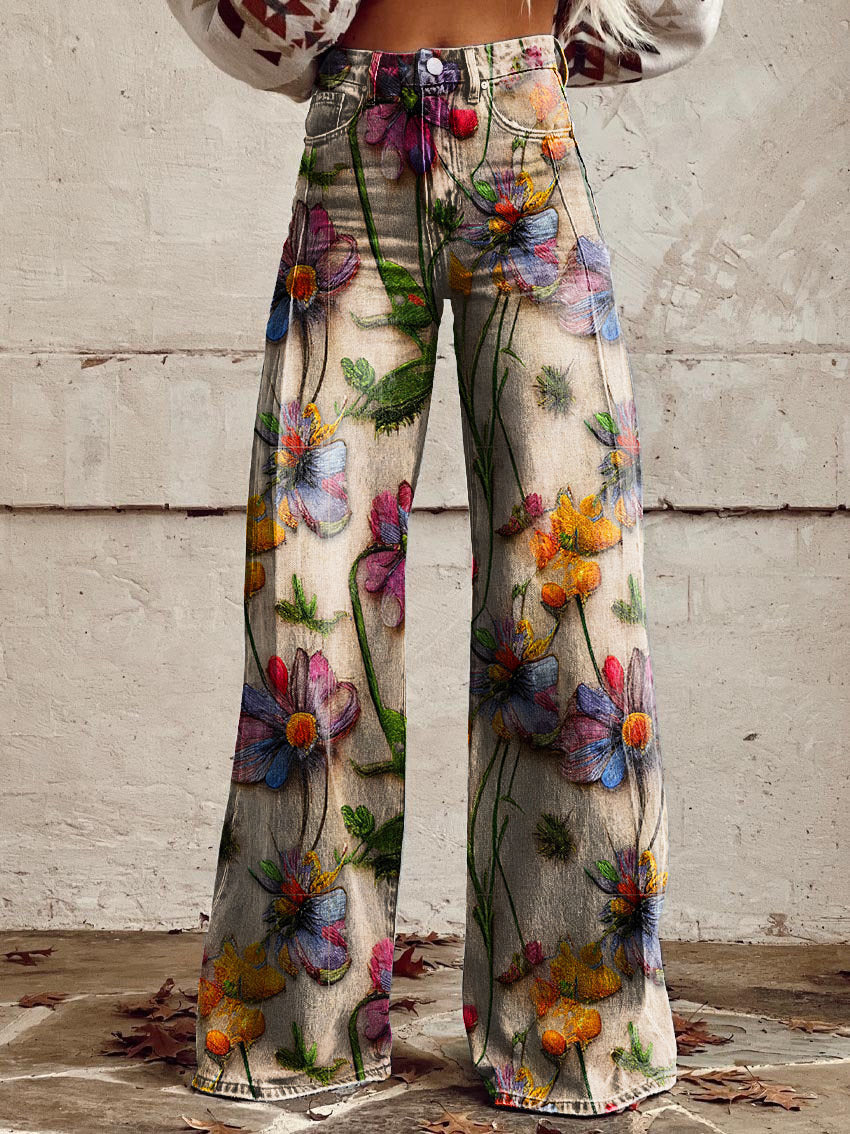 Éléonore | Pantalon Long Fluide Imprimé pour Été