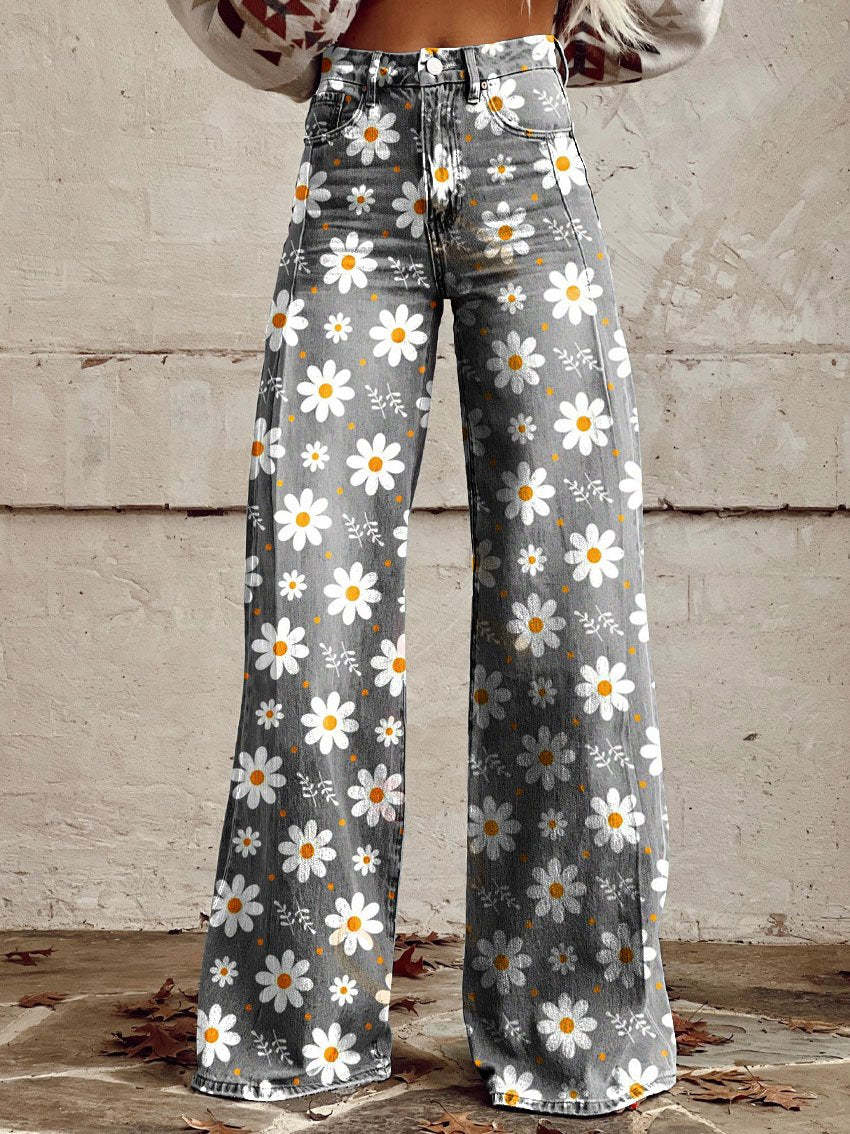 Éléonore | Pantalon Long Fluide Imprimé pour Été