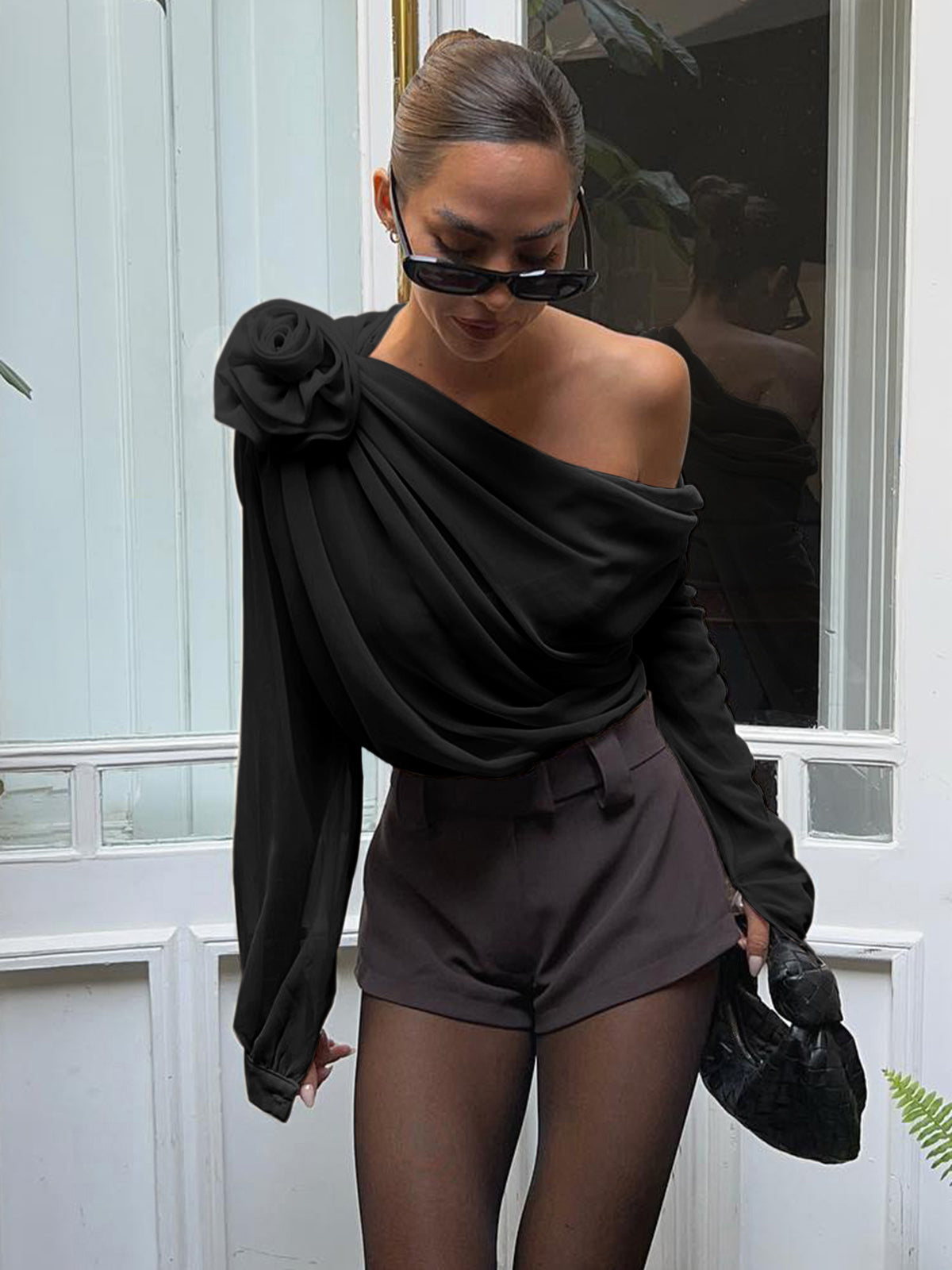 Séraphine | Blouse Asymétrique Une Épaule pour Soirée