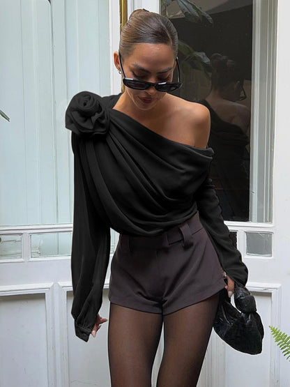 Séraphine | Blouse Asymétrique Une Épaule pour Soirée