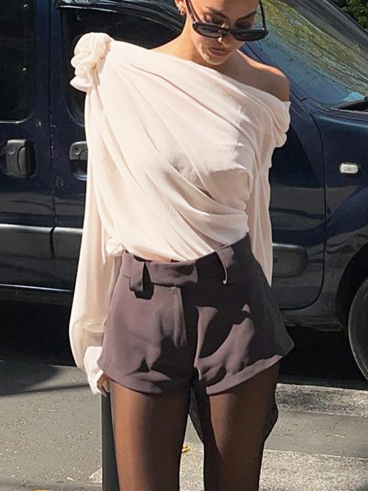 Séraphine | Blouse Asymétrique Une Épaule pour Soirée