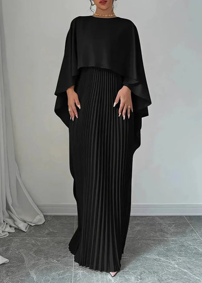 Eudoxine | Robe Longue Plissée Cape pour Mariage Invitée