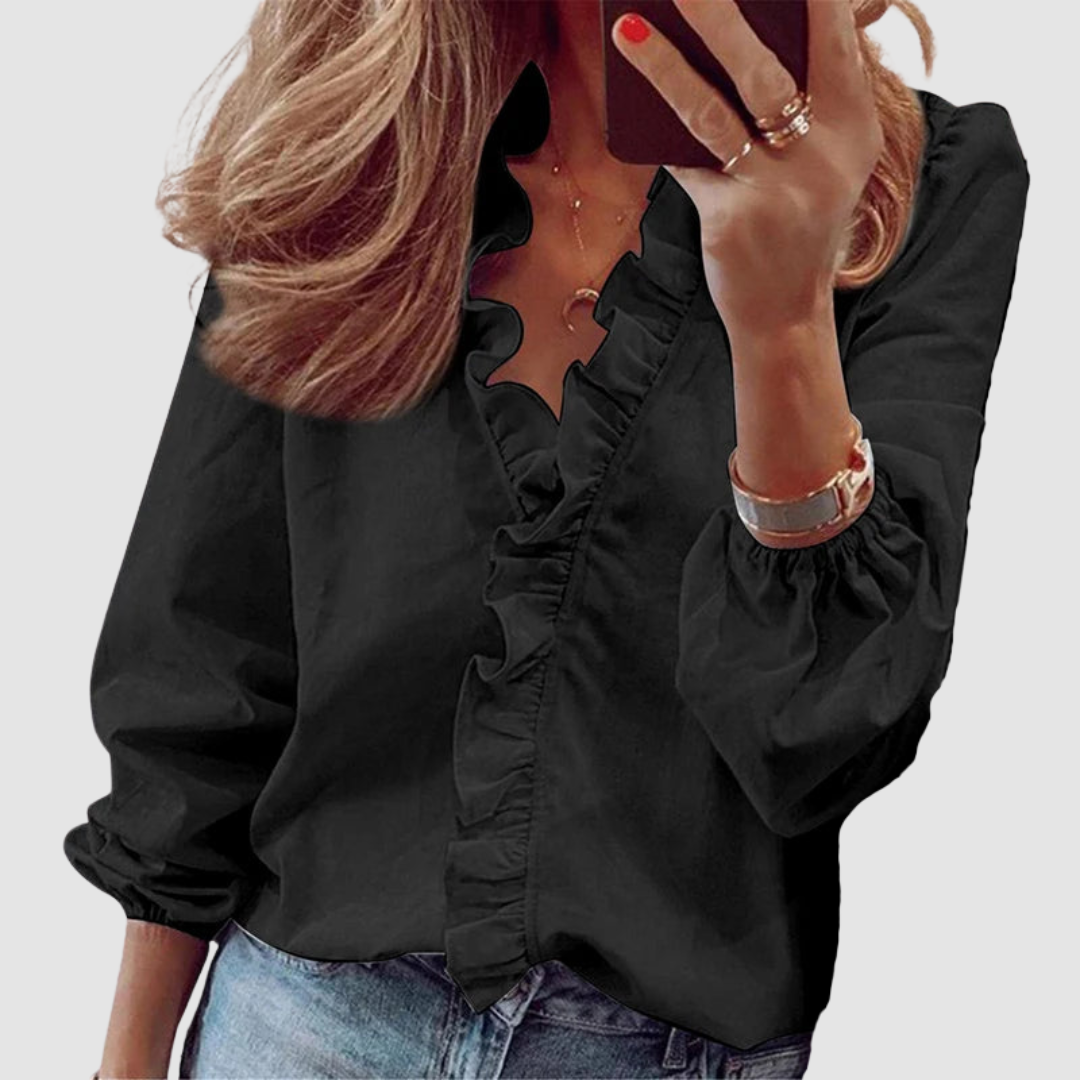 Douceline | Blouse Fleurie Col à Volants