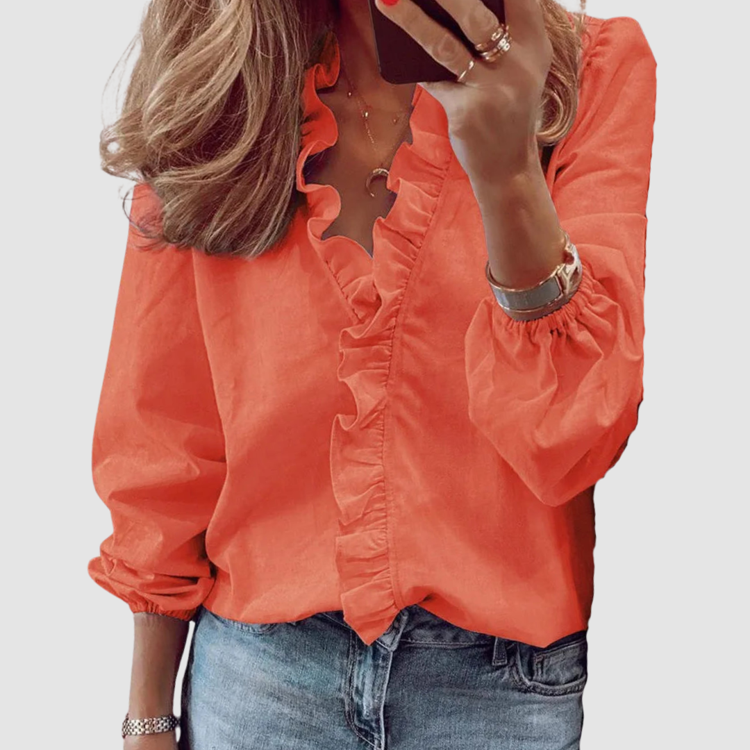 Douceline | Blouse Fleurie Col à Volants
